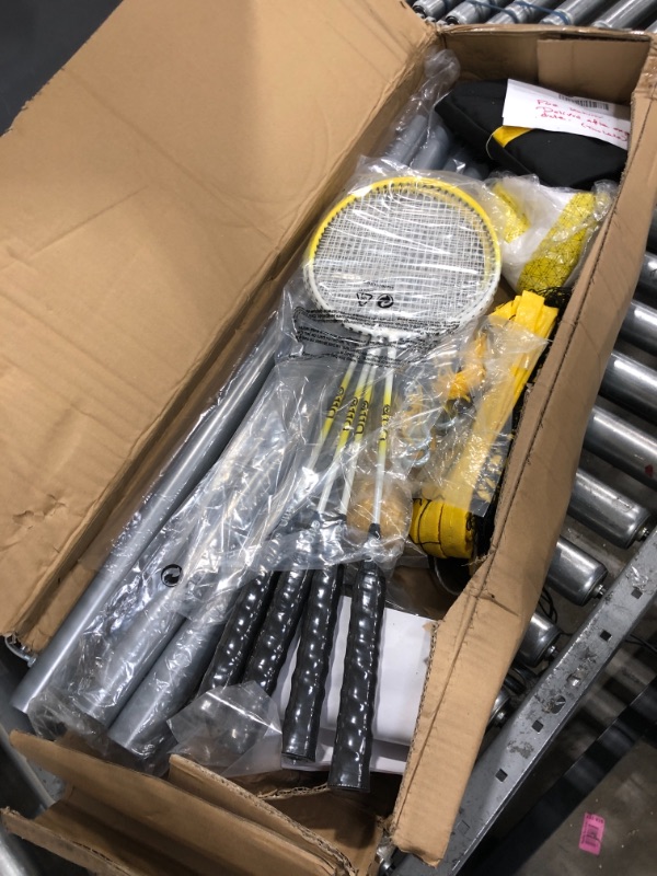 Photo 1 of A11N Outdoor Badminton Set - Includes Anti-Sag Net, 4 Rackets, 2 Shuttlecocks, and Carrying Bag - for Backyard, Beach, and Park
