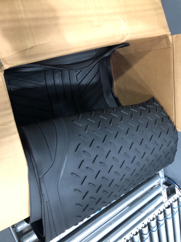 Photo 3 of Motor Trend FlexTough Deep Dish Plus Rubber Car Floor Mats with Trunk Mat Cargo Liner, Front & Rear Combo Set fits Most Car SUV Van Coupe Sedan, Heavy Duty All Weather Trim to Fit Black