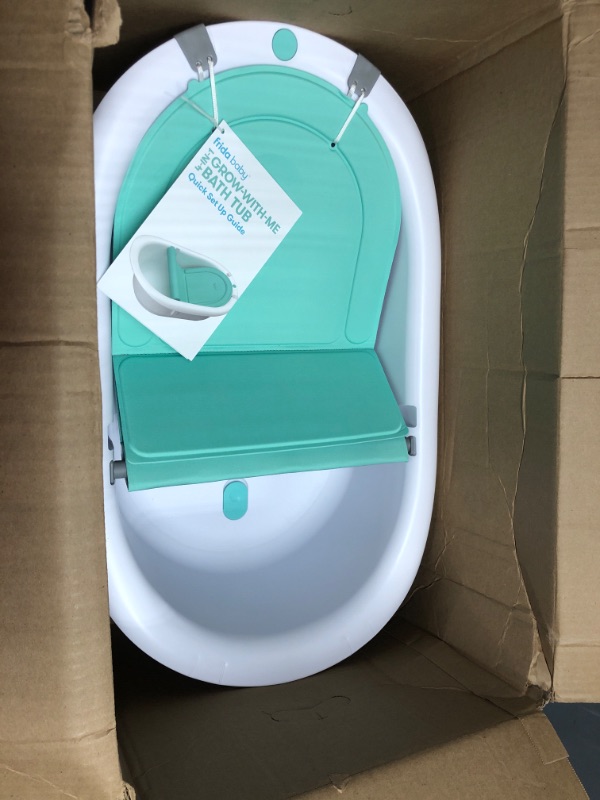 Photo 2 of 4-in-1 Grow-with-Me Bath Tub by Frida Baby Transforms Infant Bathtub to Toddler Bath Seat with Backrest for Assisted Sitting in Tub