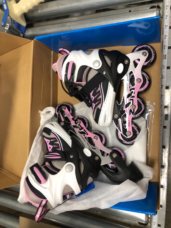 Photo 2 of 2PM SPORTS Cytia Pink Girls Adjustable Illuminating Inline Skates with Light up Wheels, Fun Flashing Beginner Roller Skates for Kids Small