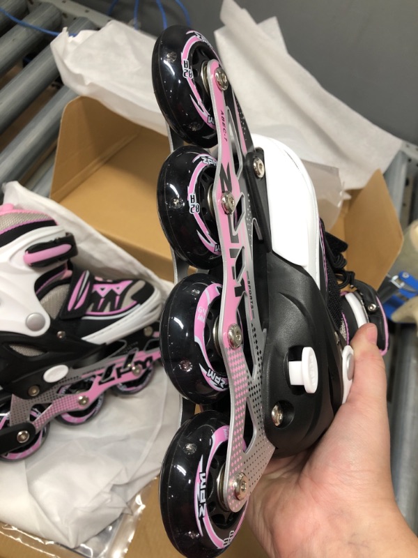 Photo 3 of 2PM SPORTS Cytia Pink Girls Adjustable Illuminating Inline Skates with Light up Wheels, Fun Flashing Beginner Roller Skates for Kids Small