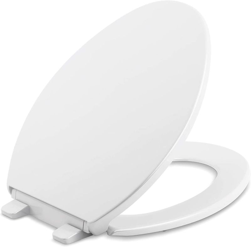 Photo 1 of Kohler K-20110-0 Brevia Elongated Toilet Seat with Grip-Tight Bumpers, Quiet-Close Seat, Quick-Attach Hardware, White
