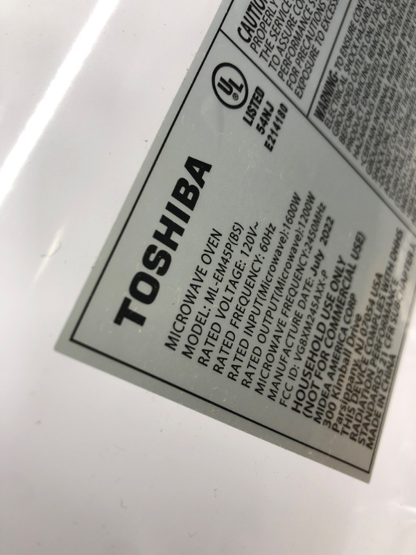 Photo 4 of TOSHIBA ML-EM45P(BS) Countertop Microwave Oven with Smart Sensor and Position Memory Turntable, Memory Function, 1.6 Cu.ft with 13.6" Removable Turntable, Black Stainless Steel, 1200W
