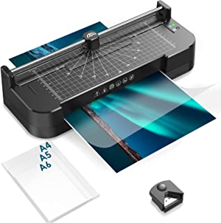 Photo 1 of 4 in 1 Laminator Thermal Laminating Machine Lamination Kit Laminator Machine with Laminating Sheets 20 Teacher Laminator A4, Paper Trimmer Corner Rounder for Office Home Classroom (Black)
