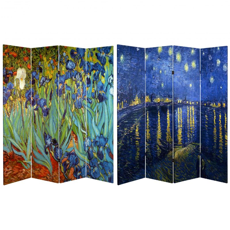 Photo 1 of 6 ft. Tall Double Sided Works of Van Gogh Canvas Room Divider - Irises/Starry Night Over Rhone
