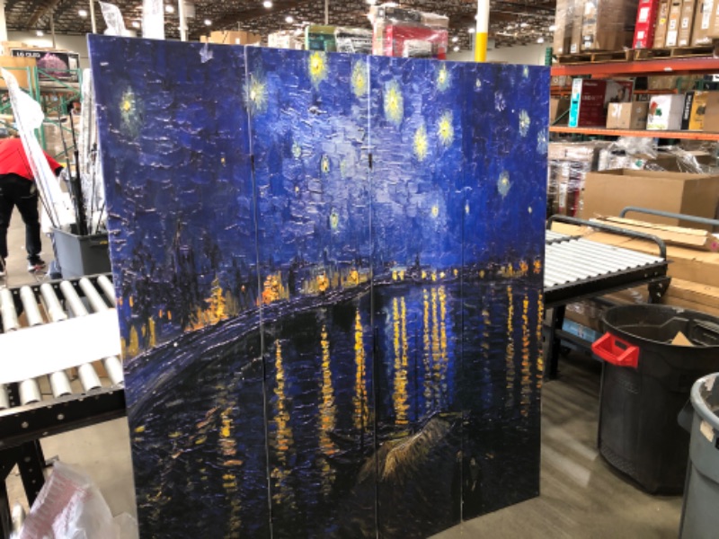 Photo 3 of 6 ft. Tall Double Sided Works of Van Gogh Canvas Room Divider - Irises/Starry Night Over Rhone
