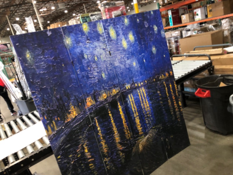 Photo 8 of 6 ft. Tall Double Sided Works of Van Gogh Canvas Room Divider - Irises/Starry Night Over Rhone
