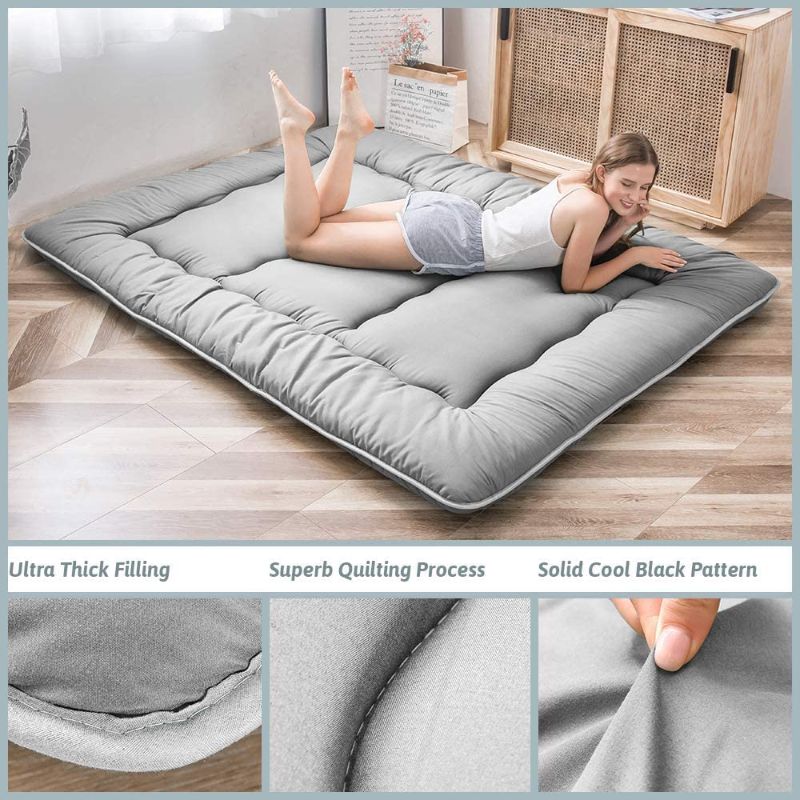 Photo 1 of Japanese Floor Mattress Futon Mattress, Thicken Daybed Futon Sleeping Pad Foldable Roll Up Mattress Boys Girls Dormitory Mattress Pad Kids Floor Lounger Bed Couches and Sofas, Grey, Full Size
