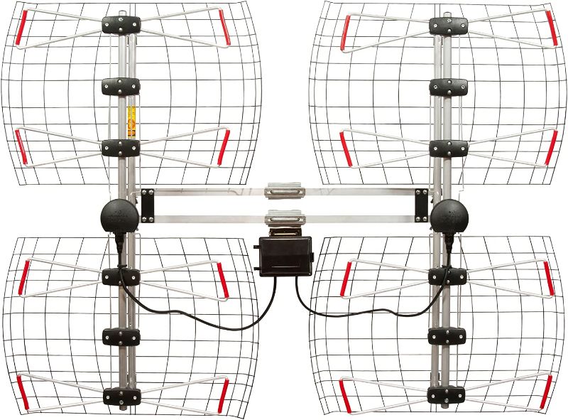 Photo 1 of Antennas Direct 8-Element Bowtie TV Antenna, 70 Miles Range, Multi-directional, Indoor, Attic, Outdoor Applications, Special Bracket to Turn Both Panels, All-Weather Mounting Hardware, Adjustable Mast Clamp, 4K Ready, Silver - DB8e - DB8-E
