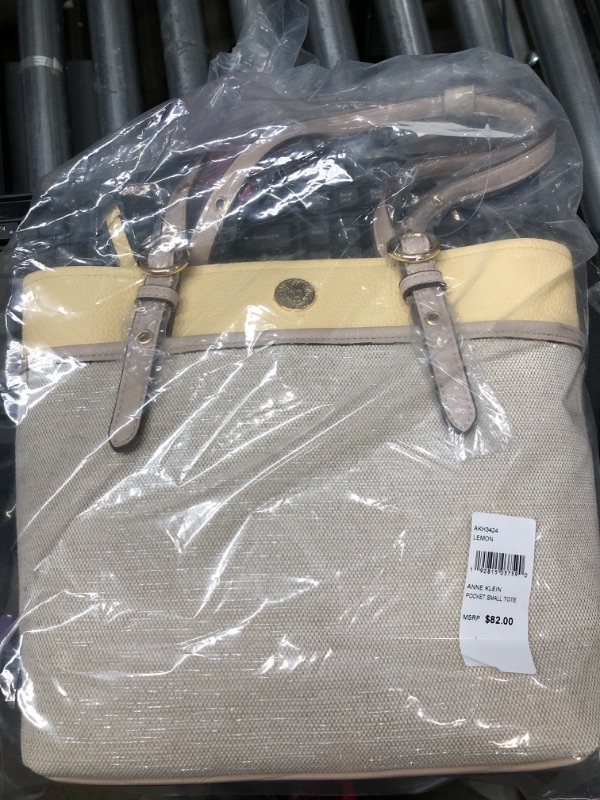 Photo 2 of Anne Klein Pocket Tote, Lurex Canvas/Lemon Spritz/Clay One Size
