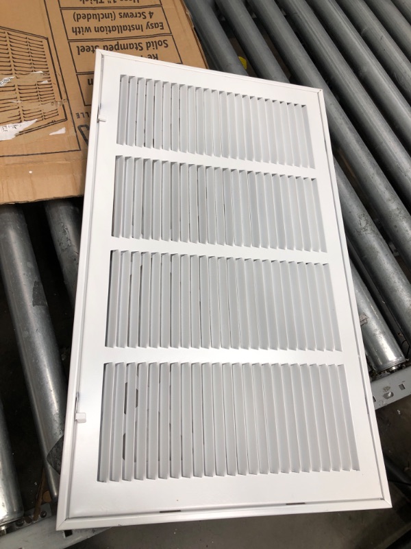 Photo 2 of 22"W x 12"H [Duct Opening Measurements] Steel Return Air Filter Grille (HD Series) Removable Door | for 1-inch Filters, Vent Cover Grill, White, Outer Dimensions: 24 5/8"W X 14 5/8"H for 22x12 Opening
