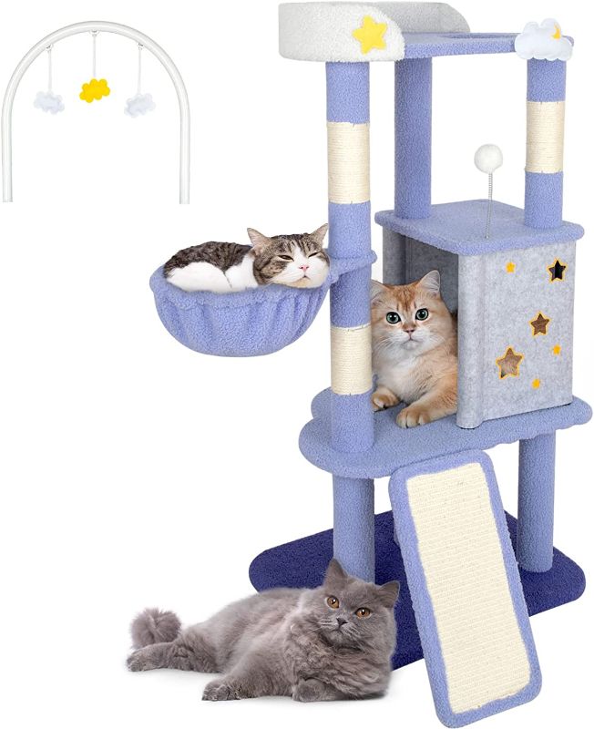 Photo 1 of 53" Cat Tree Tower Furniture with Sisal Scratch Post and Board, Heavy Duty Anti-Scratch Cats Tree for Indoor, Multi-Level Cat Condo with Plush Perch and...
