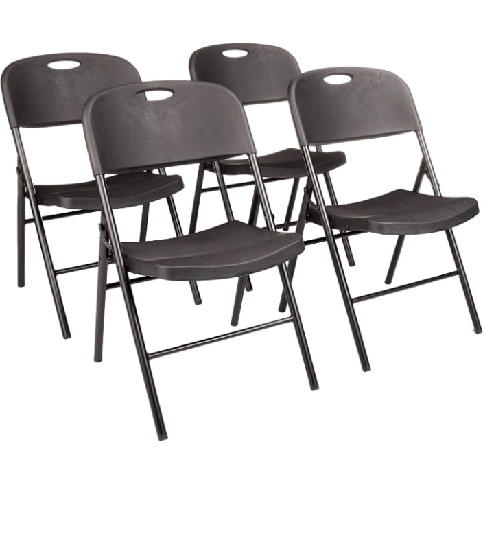 Photo 1 of Amazon Basics Folding Plastic Chair, 350-Pound Capacity, Black, 4-Pack