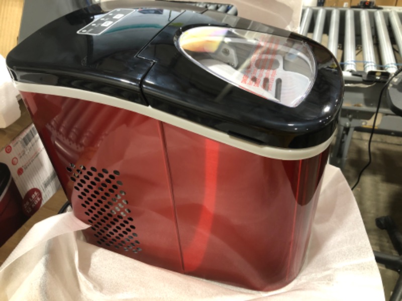 Photo 3 of 26 lb. Portable Counter Top Ice Maker in Red Stainless