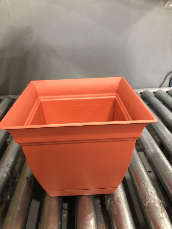 Photo 2 of 10" Square Plastic Eclipse Planter - the HC Companies 10"x10"x14.57" in Clay Color
