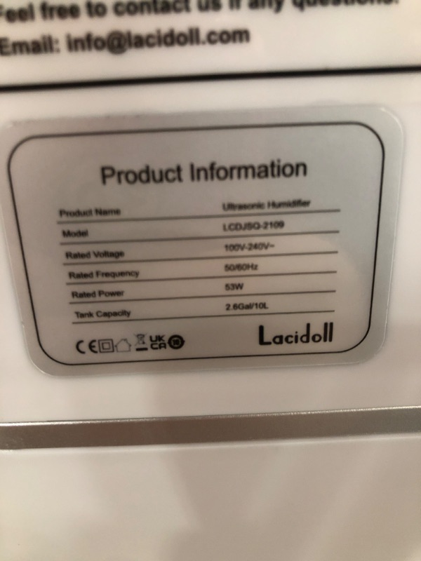 Photo 4 of [LCD-2109]]Lacidoll Humidifiers for Large Room, Top Fill, Wide Spray Nozzle Whole-house Humidifier 2.6Gal/10L Coverage Up to 1000 sq.ft., 800mL/h Output for Home Bedroom Living Room
