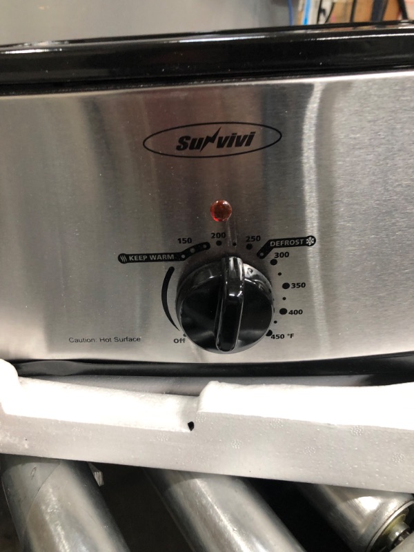 Photo 6 of 24lb 20-Quart Roaster Oven with Self-Basting Lid, Sunvivi electric roaster with Removable Pan & Rack, 150-450°F Full-Range Temperature Control with Defrost/Warm Function, Stainless Steel, Silver
