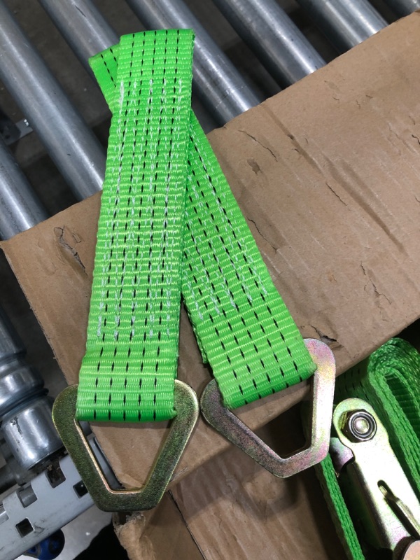 Photo 4 of 4 Pack of 2" x 10' Hi-VIZ Green Tecnic Webbing Lasso Straps w/Swivel-J Ratchets
