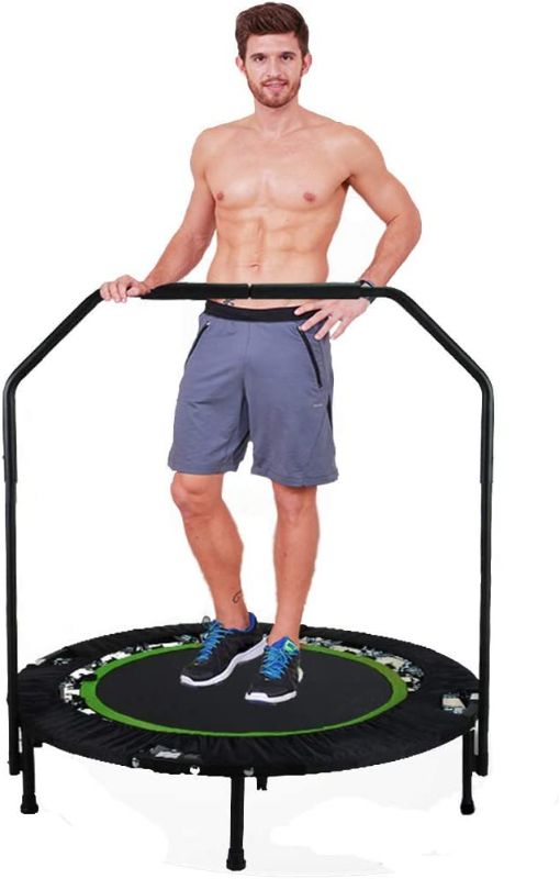 Photo 1 of 40" Rebounder Trampolines Foldable Exercise Trampoline with Adjustable Handrail for Adults or Kids
