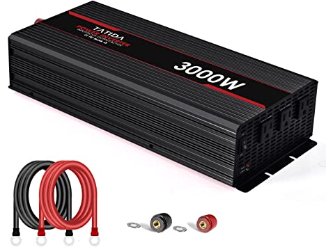 Photo 1 of 3000W Power Inverter Modified Sine Wave Converter for Home Car RV with AC Outlets Converter DC 12V in to AC 110V Out(Black)
