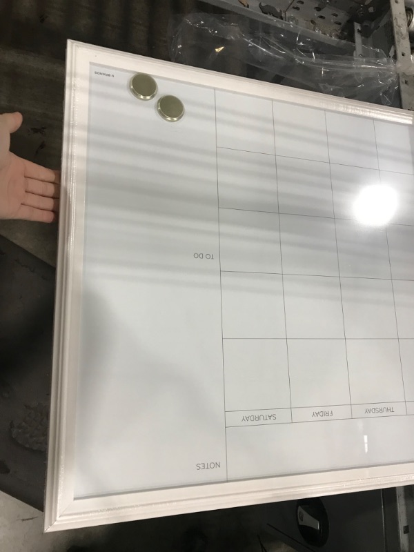 Photo 1 of U Brands Magnetic Dry Erase Calendar Whiteboard, 30" x 20", White Decor Frame (2075U00-01)