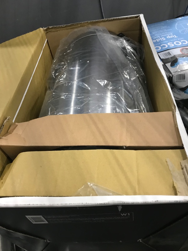 Photo 2 of simplehuman 30 Liter / 8 Gallon Round Step Trash Can, Brushed Stainless Steel & Code G Custom Fit Drawstring Trash Bags, 30 Liter / 8 Gallon, White, 100 Count