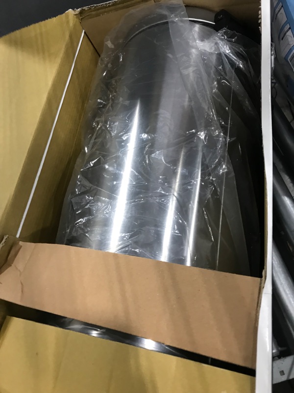 Photo 4 of simplehuman 30 Liter / 8 Gallon Round Step Trash Can, Brushed Stainless Steel & Code G Custom Fit Drawstring Trash Bags, 30 Liter / 8 Gallon, White, 100 Count