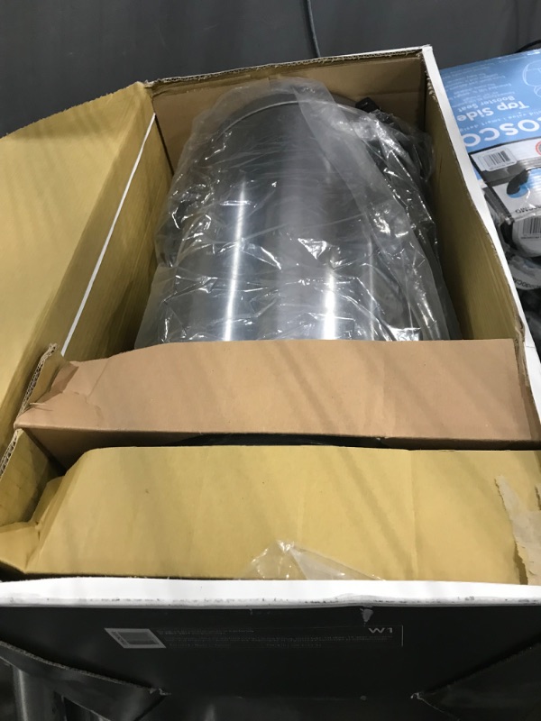 Photo 5 of simplehuman 30 Liter / 8 Gallon Round Step Trash Can, Brushed Stainless Steel & Code G Custom Fit Drawstring Trash Bags, 30 Liter / 8 Gallon, White, 100 Count