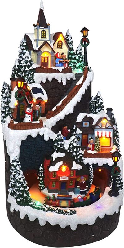 Photo 1 of ***SEE NOTES*** Christmas Village Mountain Houses with Moving Train Lighted Musical Snow Village Collectible Building Perfect Addition to Your Christmas Indoor Decorations & Holiday Displays
