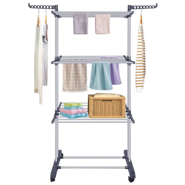 Photo 1 of Bigzzia 3 Tiers Clothing Drying Rack, stainless steel

