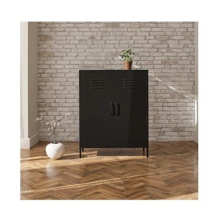 Photo 1 of  2 Door Metal Locker Storage Cabinet, Black
