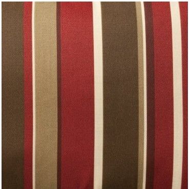 Photo 1 of  Red and Tan Brown Striped Reversible Outdoor Patio Tufted Chair Seat Cushion
