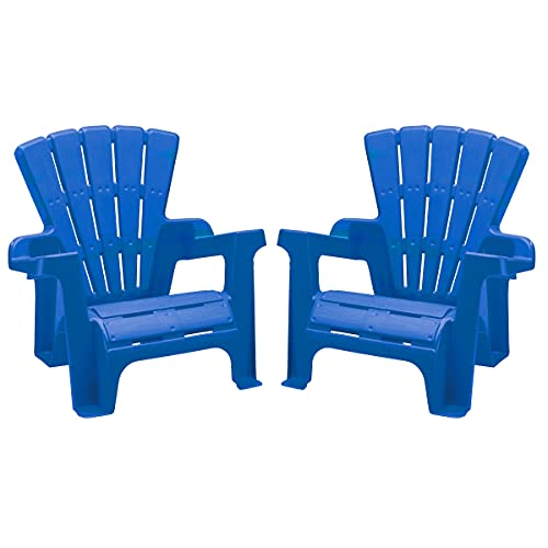 Photo 1 of American Plastic Toys Kids’ Adirondack Chairs (Pack of 2) Blue Outdoor Indoor Beach Backyard Lawn Stackable Lightweight Portable Wide Armr
