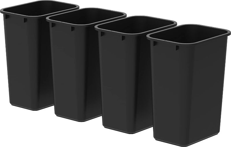 Photo 1 of **BROKEN**Storex Large 10.25 Gallon Trash Bin – Plastic Garbage and Waste Bin for Office and Home, 15 x 11 x 20.75 Inches, Obsidian, ONLY 1