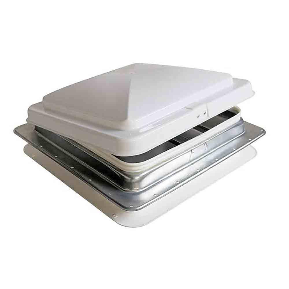 Photo 1 of 14 X 14 Universal Vent, Wht Lid, Galavanized Collar W/wht Garnish, Retail Box
