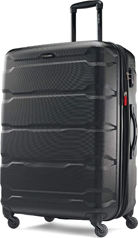 Photo 1 of Samsonite Omni PC Hardside Expandable Luggage with Spinner Wheels, Checked-Large 28-Inch, Black
