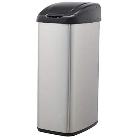 Photo 1 of **DENTED**Basics 50 Liter/13.2 Gallon, Slim, Automatic Motion Sensor Stainless Steel Trash Can
