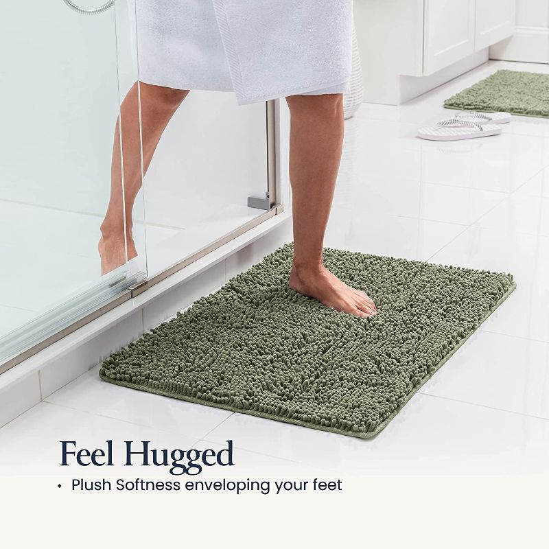 Photo 1 of 2 Piece Bathroom Rugs Bath Mat Set - Soft Plush Chenille Shower Mats for Bathroom Non-Slip Bath Rug with Rubber Backing, Ultra Absorbent Bath Rugs, Bathtub...