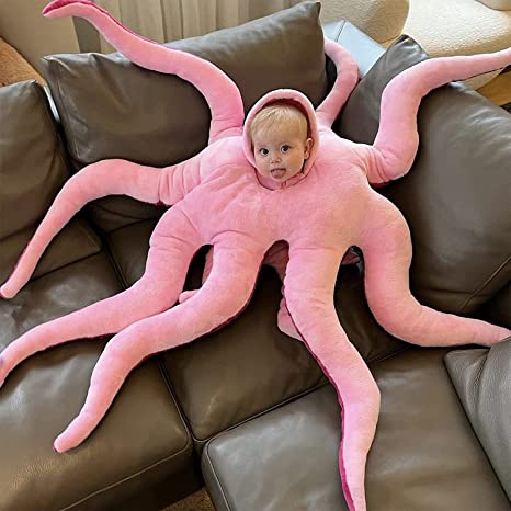 Photo 1 of Baby Octopus Costume, Giant Wearable Octopus Stuffed Animal Funny Costumes Dress Up, Jumbo Cute Squid Toddler Christmas Costume for Kids Girls Boys
