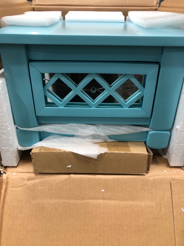 Photo 2 of 6052245AQBE 14 X 14 X 28 in. French Country Khloe Deluxe 1 Drawer Accent Table with Shelf, Aqua Blue
