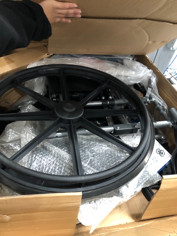 Photo 1 of Medline Lightweight & User-Friendly Wheelchair With Flip-Back, Desk-Length Arms & Elevating Leg Rests for Extra Comfort, Black, 18 inch Seat
