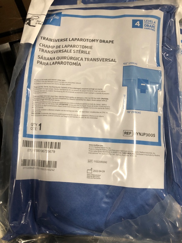 Photo 2 of 1 pack**Medline Sterile Transverse Surgical Laparotomy T-Drape - Transverse Laparotomy T-Drape, Sterile - DYNJP3005
