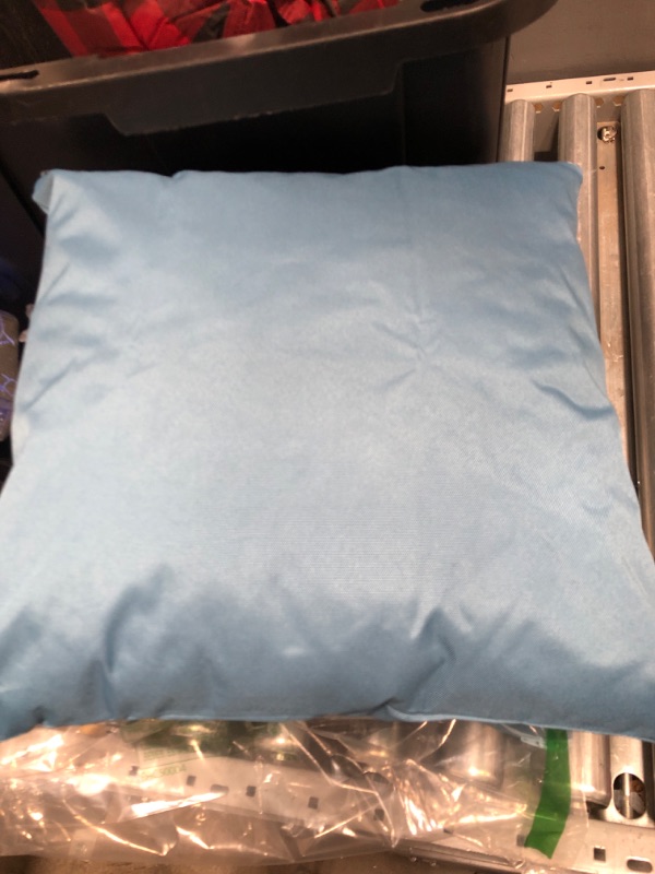 Photo 2 of 16"Simple Floor Pillow in Classic Linen - BLUE