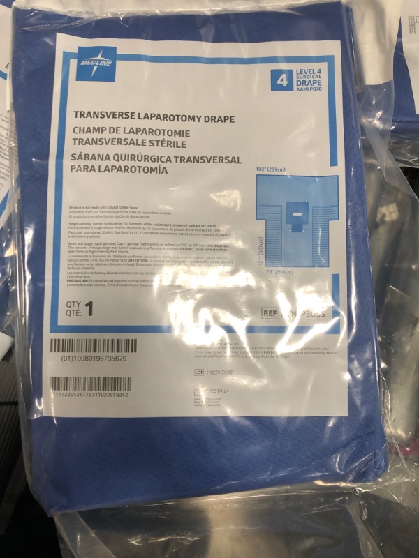 Photo 2 of 1 PACK**Medline Sterile Transverse Surgical Laparotomy T-Drape - Transverse Laparotomy T-Drape, Sterile - DYNJP3005
