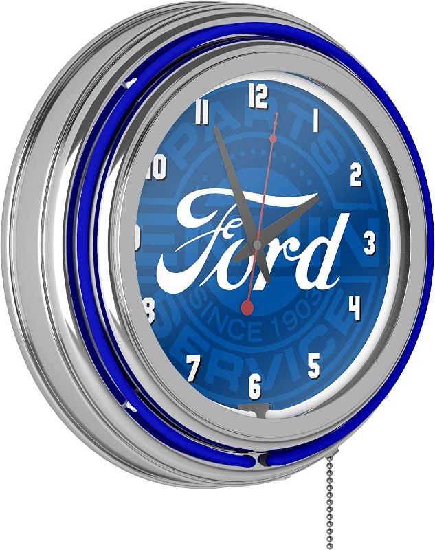 Photo 1 of Trademark Gameroom Ford Chrome Double Rung Neon Clock - Ford Genuine Parts
