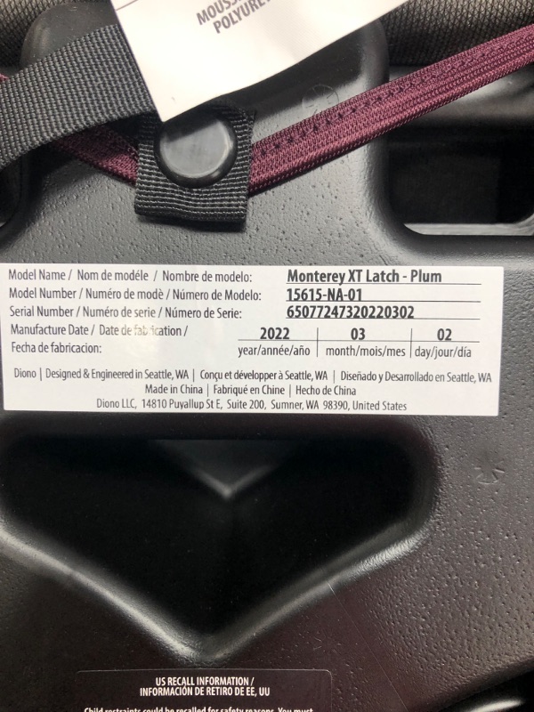 Photo 1 of Diono Monterey XT Latch Booster Seat Plum