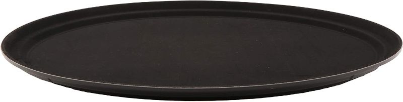 Photo 1 of **OPENED**
2 PC GET NS-2500-BK BPA-Free Non-Slip Plastic Oval Serving Tray, 25" x 20", Black
