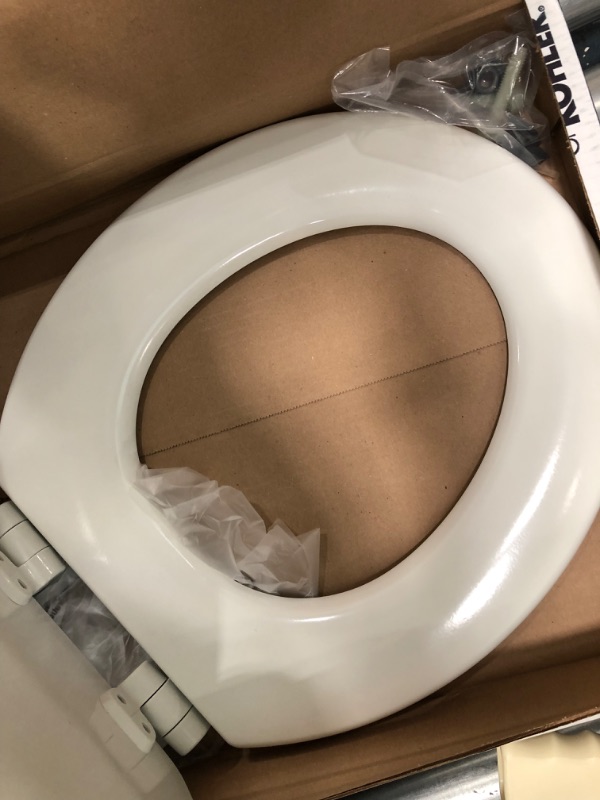 Photo 3 of **minor scratch**
KOHLER Stonewood® Quiet-Close™ Round-front, Slow-Close, Wood, White toilet seat, K-20467-0, White White Round