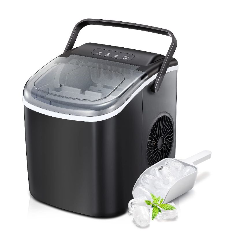 Photo 1 of **missing scoop**
Countertop Ice Maker, Self-Cleaning Portable Ice Maker Machine with Handle, 9 Bullet-Shaped Ice Cubes Ready in 6 Mins, 26Lbs/24H with Ice Scoop and Basket...
