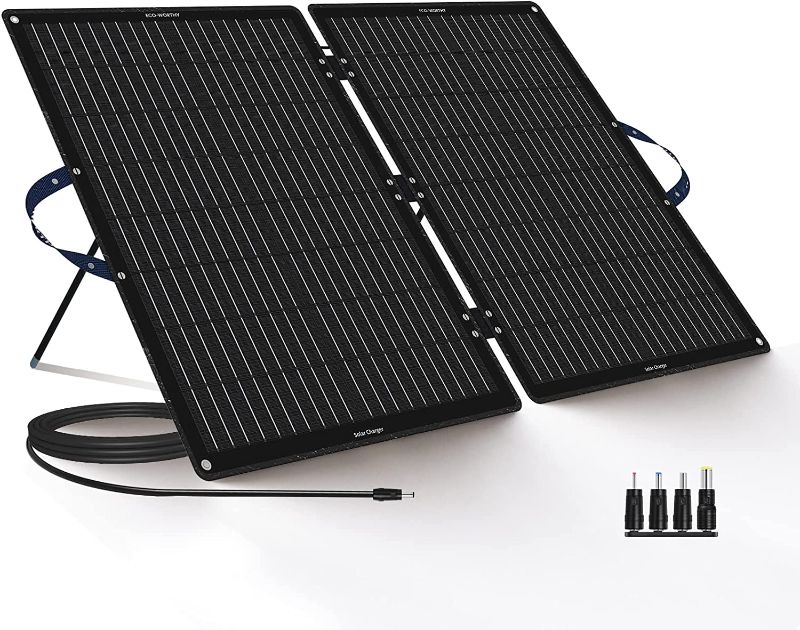 Photo 1 of ECO-WORTHY 100W Portable Solar Panel, Foldable Solar Panel Kit with Adjustable Kickstand for Power Station Camping RV Tarvel Trailer
